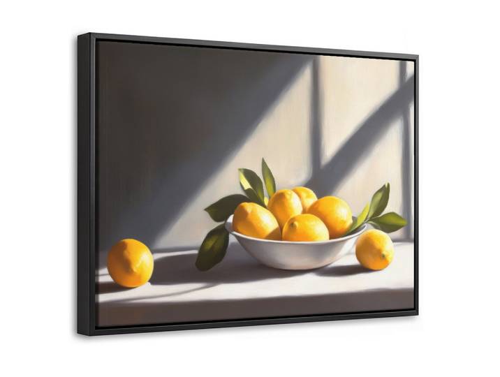 LEINWAND Bilder mit Rahmen - Zitronen - Stilleben - Gelb - 40x30