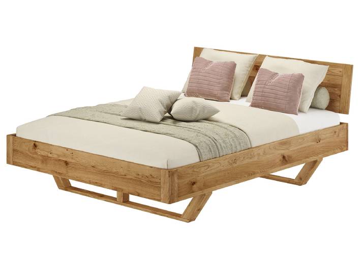 Massivholzbett Schwebebett Doppelbett 160x200 cm Eiche geölt