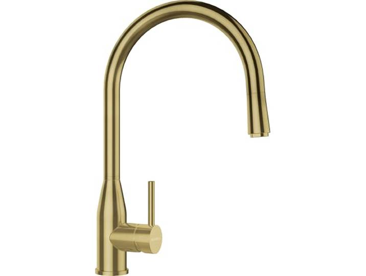 Schock 559120WGO Küchenarmatur KAVUS in White Gold – beschichtete Hochdruck Armatur aus Edelstahl mit ausziehbarem Auslauf und ultraleisem Wasserstrahl, Whitegold