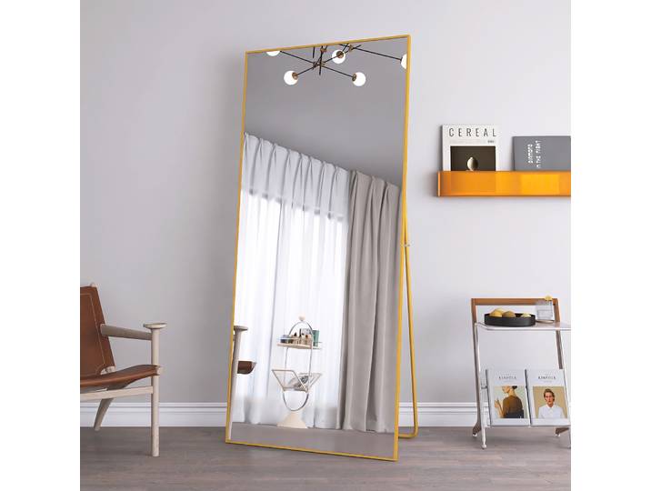180 x 80 cm Miroir Rectangulaire Pleine Longueur, Grand Miroir Mural, Miroir de Sol avec Cadre en Alliage D'aluminium
