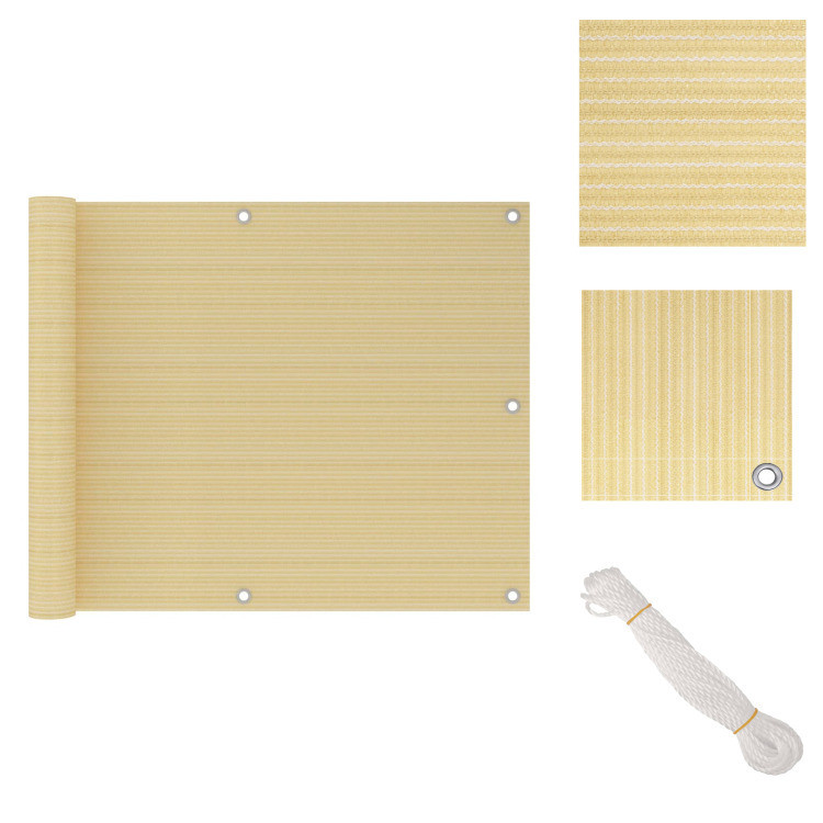 vidaXL Balkonscherm beige 75x300 cm HDPE