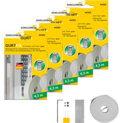 Reparatur-Set SCHELLENBERG "Rollladen Gurtfix für das Rollladensystem Mini", grau, 5 Stk., Reparatur-Sets, für alte Gurtbänder in unterschiedlichen Farben, 14 mm x 4,3 m