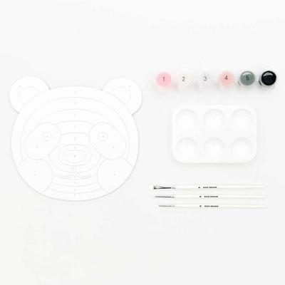 Malen nach Zahlen Set, Panda, 100%, Inhalt: 1 Malkarton, 6 Acrylfarben für ein Motiv, 3 Pinsel, 1 Malpalette