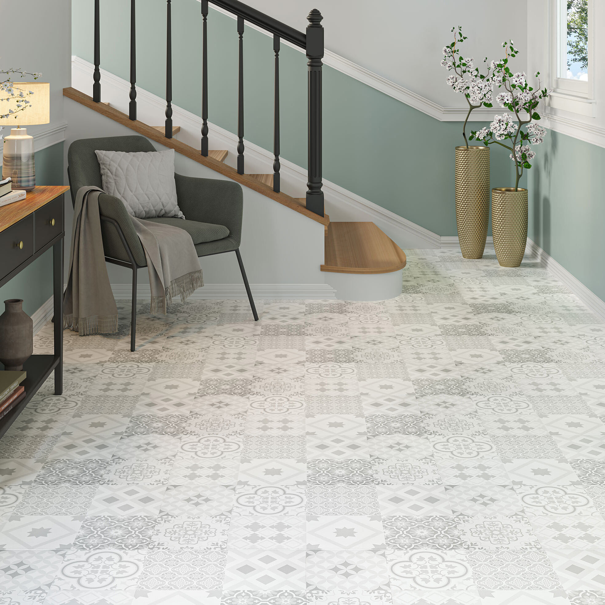Luxury Flooring 18.99m² - Grey Versa 8mm Victoria Laminate Stone Tile Effect Flooring - Water Resistant