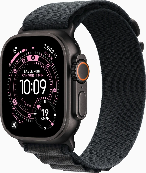 Apple Watch Ultra 3 49mm Titan Schwarz mit Alpine Loop Schwarz - S