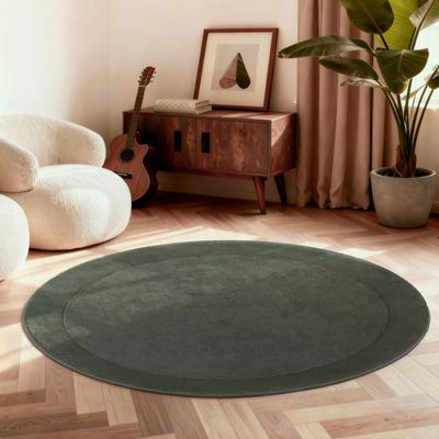 Teppich VILLEROY & BOCH "Wollteppich Kivi", grün (natur grün), H:17mm Ø:200cm, Nylon, Wolle, Teppiche, Teppich, Handgewebt, Wolle, Bordüre, Einfarbig, Läufer, Wohnzimmer, Organisch