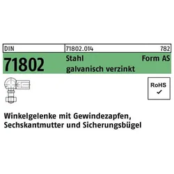Zubehör Türbeschlag, Winkelgelenke DIN 71802 m.Gewindezapfen AS 16-M 10 Stahl galvanisch verzinkt