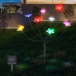 Solarlampen für Außen Gartendeko Solarleuchte Outdoor Solar Lampe mit bunte Blumen, 8 Blüten, 8x LED, H 62 cm