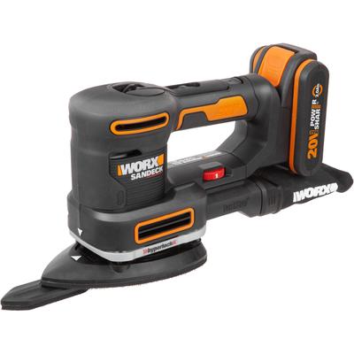 Akku-Multischleifer WORX "WX820", schwarz, B:9,3cm H:14,6cm T:30,3cm, Schleifmaschinen, 5-in-1 Funktionen, DustStop-Mikrofilter, inkl. Akku & Ladegerät