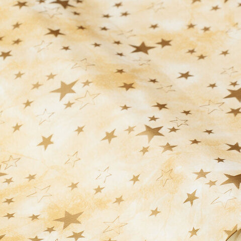 Abwaschbare Tischwäsche/Wachstuch "Sterne", creme-melange/gold