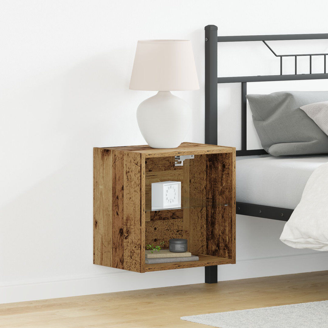 George Oliver Manufactured Wood Bedside Table Old Wood 40cm H X 40cm W X 28.5cm D