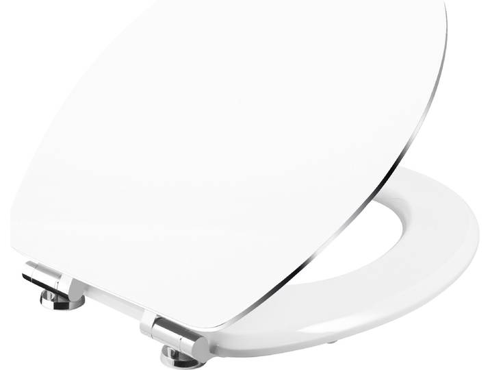 WC-Sitz Holzkern Absenkautomatik Schnellbefestigung Matt Schwarz Weiß WHITE STEEL