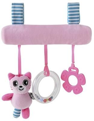 Inspired Deals Cartoon Animal Baby Stroller Toy With Rattle Soft Crib Hanging Toy For Sensory Development pink Kitten Bed