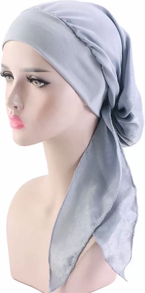 INF Bonnet Turban en Soie Artificielle - Élégant, Respirant et Polyvalent Gris