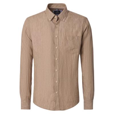 Leinenhemd CASAMODA "CASAMODA Leinenhemd Langarm uni", Herren, Gr. XL, Normalgrößen, beige, 100% Leinen, unifarben, lässig geschnitten, Hemden