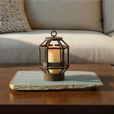 Storied Home Agate Slab Tray with Electroplated Edge