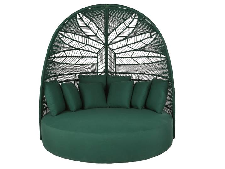 Doppel-Sonnenliege aus Stahl und recyceltem Polyester, grün
