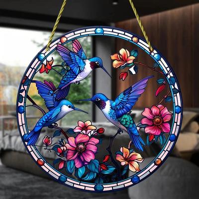 Inspire Select Cute Acrylic Bird & Flower Hanging Pendant 2D Flat Cartoon Ornament For Car, Window & Gift Decor 8