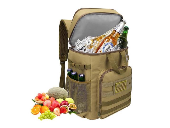 LuxusKollektion Kühltasche Kühlrucksack 43L Kühltasche Herren Damen Camping Picknick Khaki