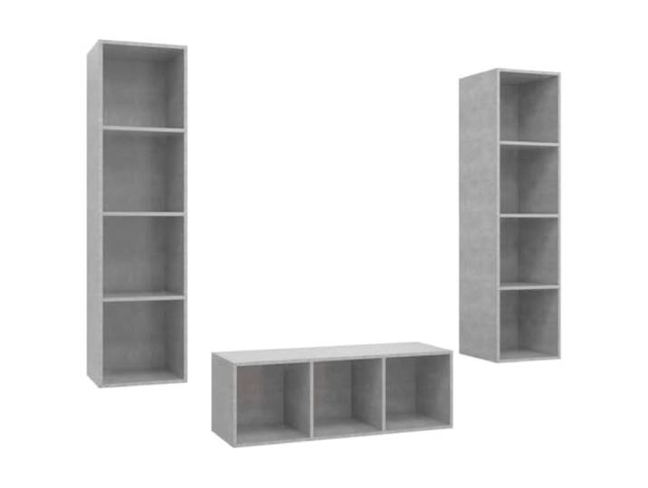 KGFHERENB 3-tlg. TV-Schrank-Set Hängend, Wandmontage Betongrau Platzsparende Wandaufbewahrung für Wohnzimmer und Schlafzimmer mit robuster Oberfläche und viel Stauraum.