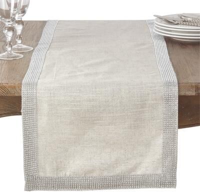 Saro Lifestyle Linen Blend Runner With Studded Borders