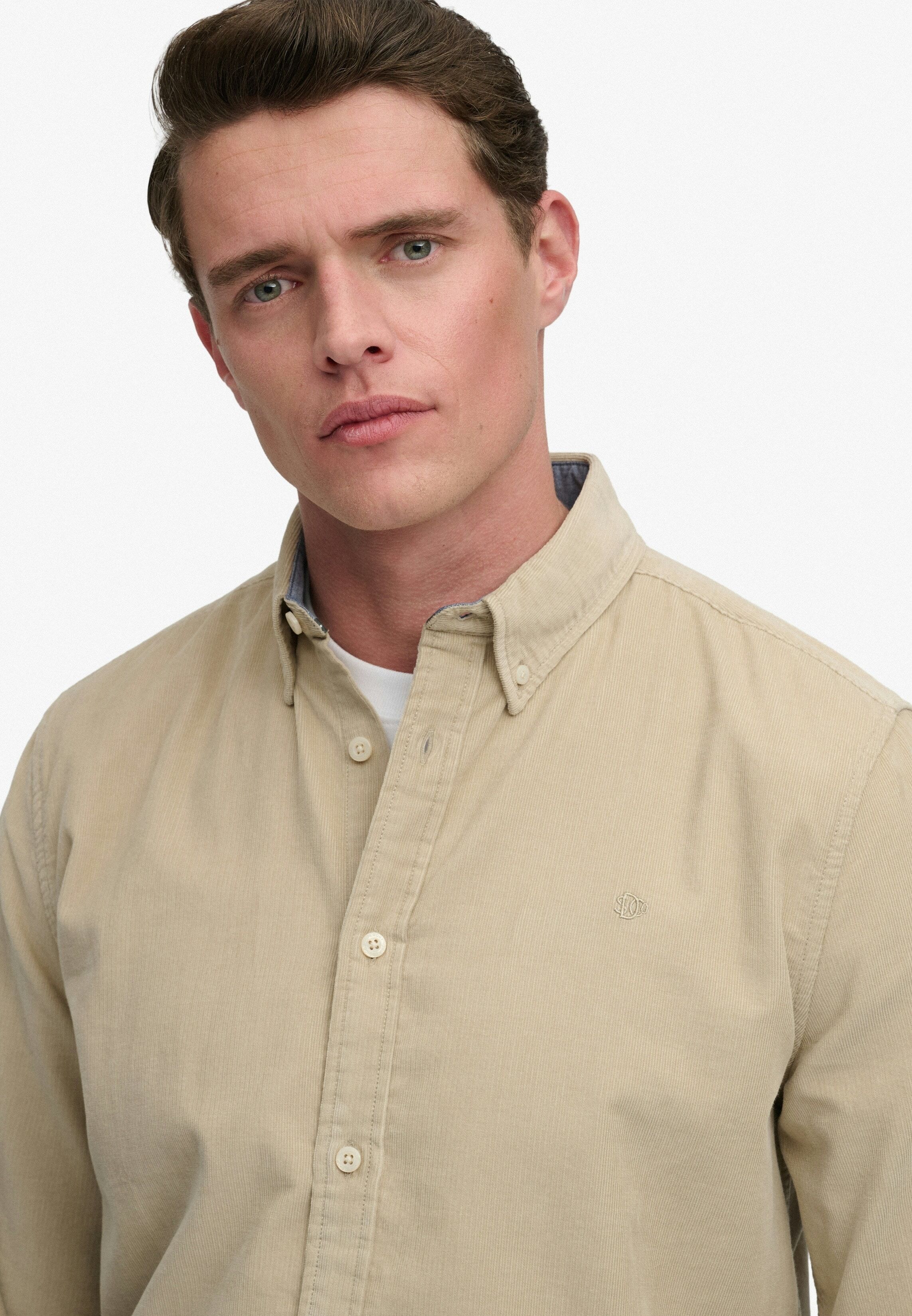 Langarmhemd SUPERDRY "CLASSIC NEEDLE CORD SHIRT", Herren, Gr. S, N-Gr, beige (stone wash taupe braun), Web, Obermaterial: 100% Baumwolle, unifarben, regular fit normal, 1-Knopf-Manschette, Hemden Langarmhemd, Baumwolle, regular fit stone wash taupe braun 