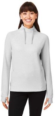 North End NE200W Women's Rhythm Waffle Cross-Neck Pullover T-Shirt in Platinum size 2XL   60/40 Cotton/Polyester