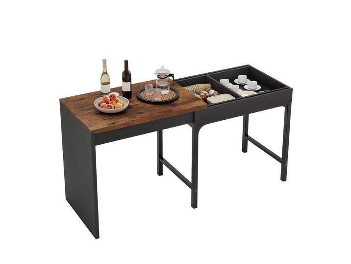 Puluomis Esstisch ausziehbar, Erweiterbarer Tisch 55x80-160cm, Klapptisch weiß natur