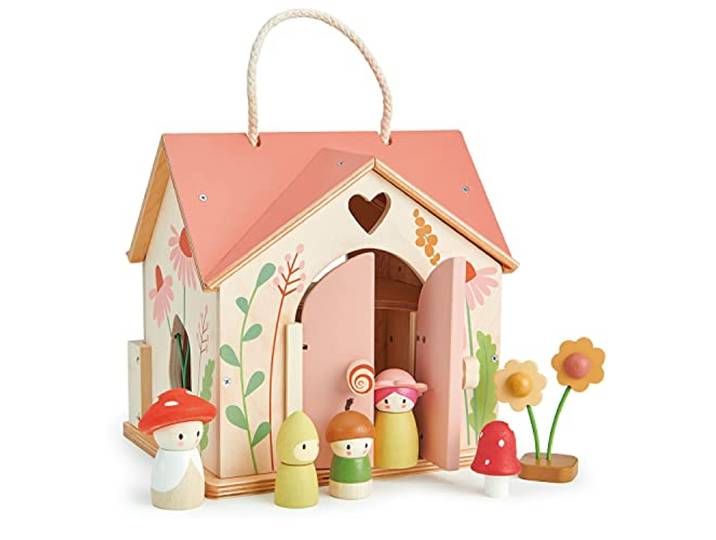 Tender Leaf Toys Rosewood Cottage Puppenhaus mit Möbelzubehör und Puppen – fantasievolles Spielen für Kinder mit Waldfee