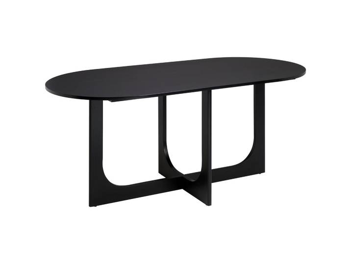 Mid.you Esstisch, Schwarz, Holz, Kautschukholz, massiv, oval, U-Form, 180x76x90 cm, Esszimmer, Tische, Esstische, Esstische oval