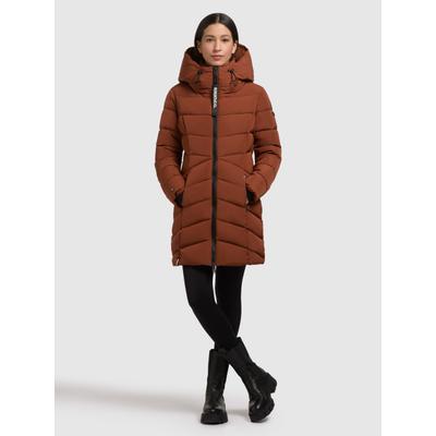 Steppmantel KHUJO "DIER 2IN1 (EINSATZ HERAUSNEHMBAR)", Damen, Gr. S, russet braun, 100% Polyester, unifarben, regular fit hüftlang, eingesetzt elastischer Bund mit Windstopper, Mäntel Steppmantel