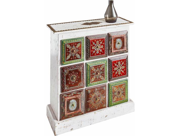 Kommode GOODPRODUCT Vivek , bunt (antik weiß, bunt), B:68cm H:70cm T:23cm, Sideboards, Kommode, Breite 68 cm