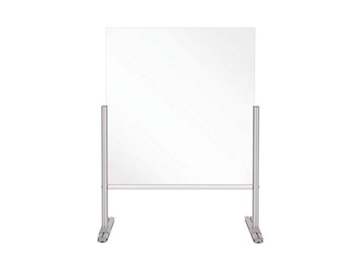 Bi-Office Thekenaufsatz, Spritzschutz, Glas, mit Aluminiumrahmen und Aluminiumfüßen 85 x 85 x 42,5 cm