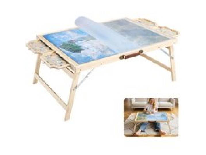 VEVOR Table de Puzzle 1500 Pièces, Planche de Puzzle 86,5 x 63,5 cm, avec Pieds Pliables, 4 Tiroirs et Couverture, Plateau Casse-Tête Portable en Bois, Accessoire pour Amateurs de Casse-Tête
