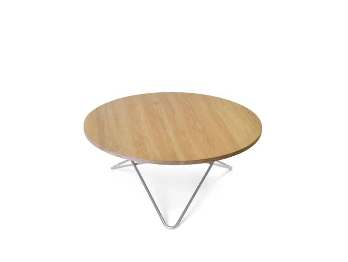 OX Denmarq Table basse O chêne laqué mat, cadre en acier inoxydable