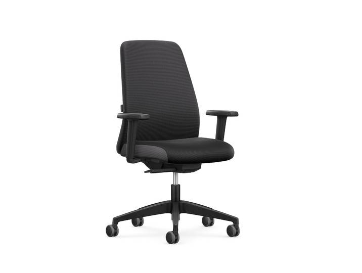Interstuhl EVERYis1 office chair with upholstered backrest, with 2D armrests Black/Black, New