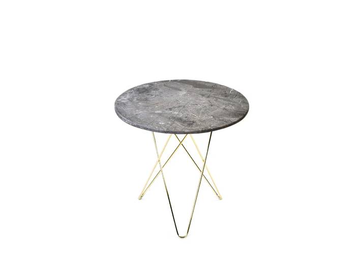 OX Denmarq Tall Mini O Table Couchtisch Marmor grau , messinggestell