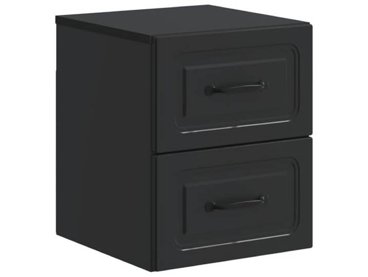 KUPTYERFG Wandnachttisch Schwarz mit 2 Schubladen 34,5x33x40 cm Platzsparende Wandkommode für Schlafzimmer und Gästezimmer mit 2 Fächern für mühelose Ordnung.