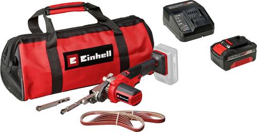 Einhell Set bestehend aus Akku-Bandfeile TE-BF 18 Li-Solo Akku-Bandfeile und Power X-Change Start-Kit 18V 4Ah