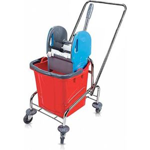 Böttcher-AG Reinigungswagen Clean Mia, Einfachfahrwagen, mit Presse & Eimer 25 Liter