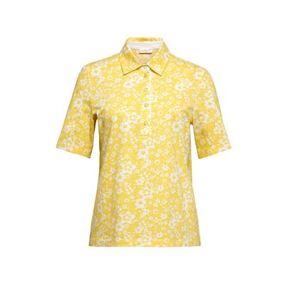 Poloshirt GOLDNER "Pikee-Druckpoloshirt", Damen, Gr. 54, gelb (margerite, weiß), Obermaterial: 100% Baumwolle CO., normal, Sonstiges, Shirts, Ohne