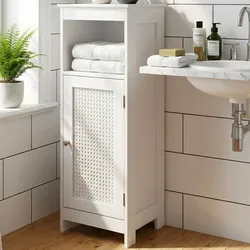 Badschrank Weiß Badezimmerschrank Tür & Ablage Badezimmerregal Regal für Bad