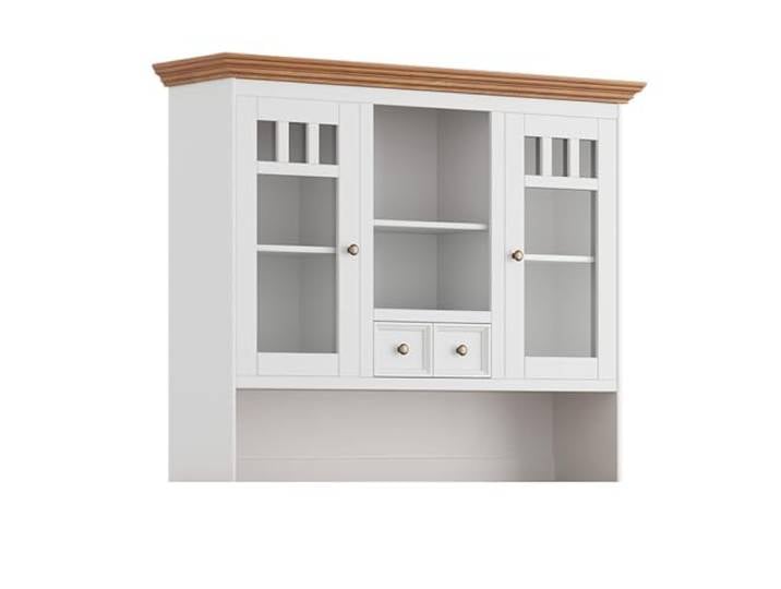 Lomadox Wohnzimmer Esszimmer Kommode Aufsatzkommode 130cm, Massivholz in weiß mit Eiche Optik