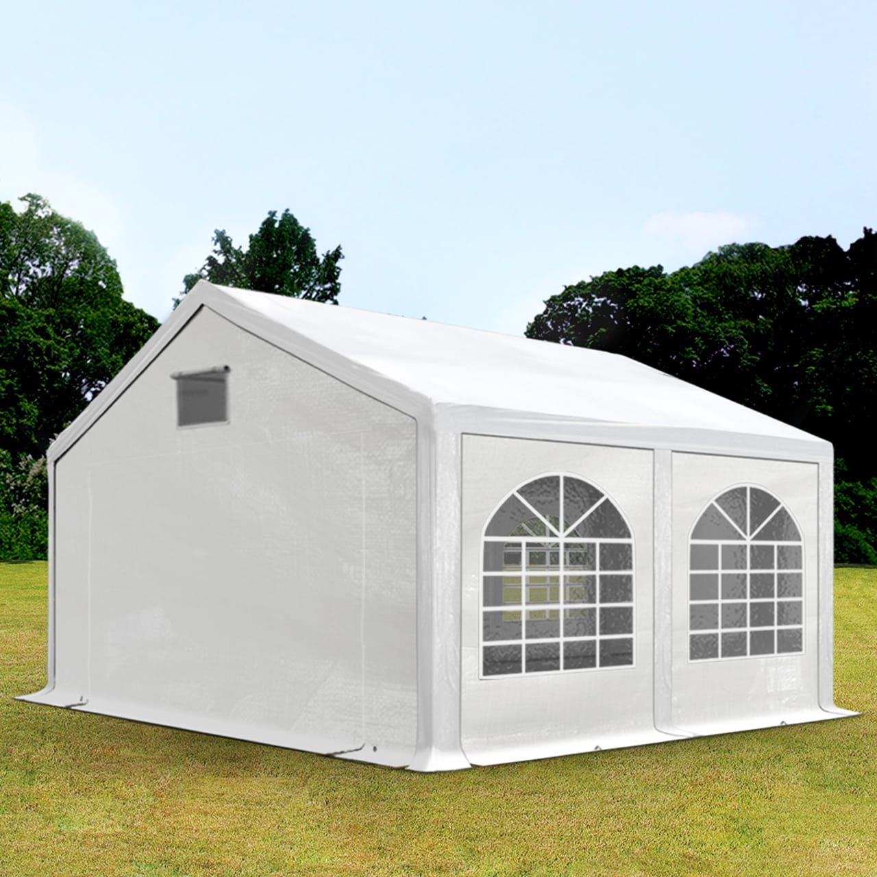 TOOLPORT 3x4m Partyzelt, PE-Plane, weiß, mit Bodenrahmen - (92100)