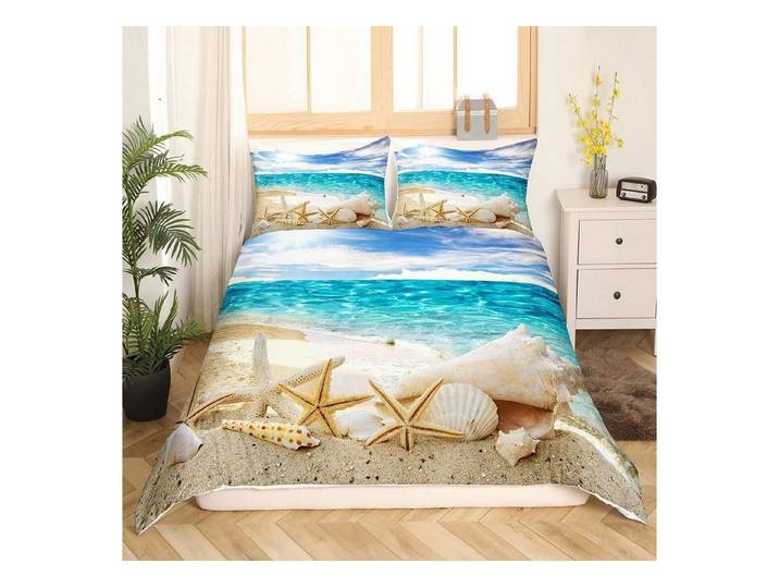 LuxusKollektion Kinderbettwäsche Bettwäsche Mädchen Sandstrand Blauer Himmel 135x200cm