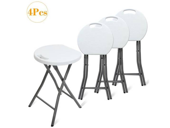 Todeco Tabouret Pliant Rond avec Poignée Chaises Pliante lot de 4 Tabouret Portable ExtéRieur pour Jardin Camping PêChe