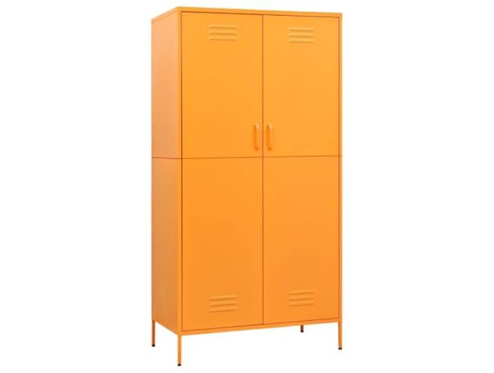 HNSMFPRE Schrank, senfgelb, 90 x 50 x 180 cm, aus Stahl 4 verstellbare Einlegeböden, Fach mit Kleiderschrank, langlebiger und leicht zu reinigender Stahl, Aufbewahrung für