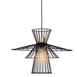 Hängelampe Gitter schwarz Esszimmerleuchte Retro Deckenleuchte hängend Käfig, Metalldraht, 1x E27 Fassung, DxH 45x150 cm