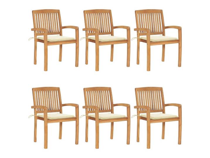 furnicato Gartenstuhl Gartenstuhl-Set Naturholz 60x57,5x90 cm Cremeweiß (6 St), Stapelbare Sitzgruppe, witterungsbeständig für deinen Garten