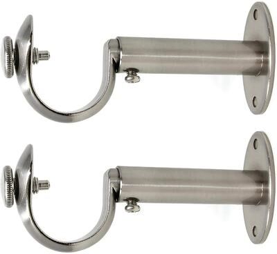 Urbanest et of 2 Adjustable Solid Zinc Curtain Rod Bracket Wall Holder, Fits 1-inch Diameter Rod
